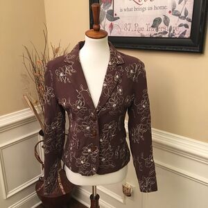 Jennifer Eden Embroidered Blazer Sz 8
